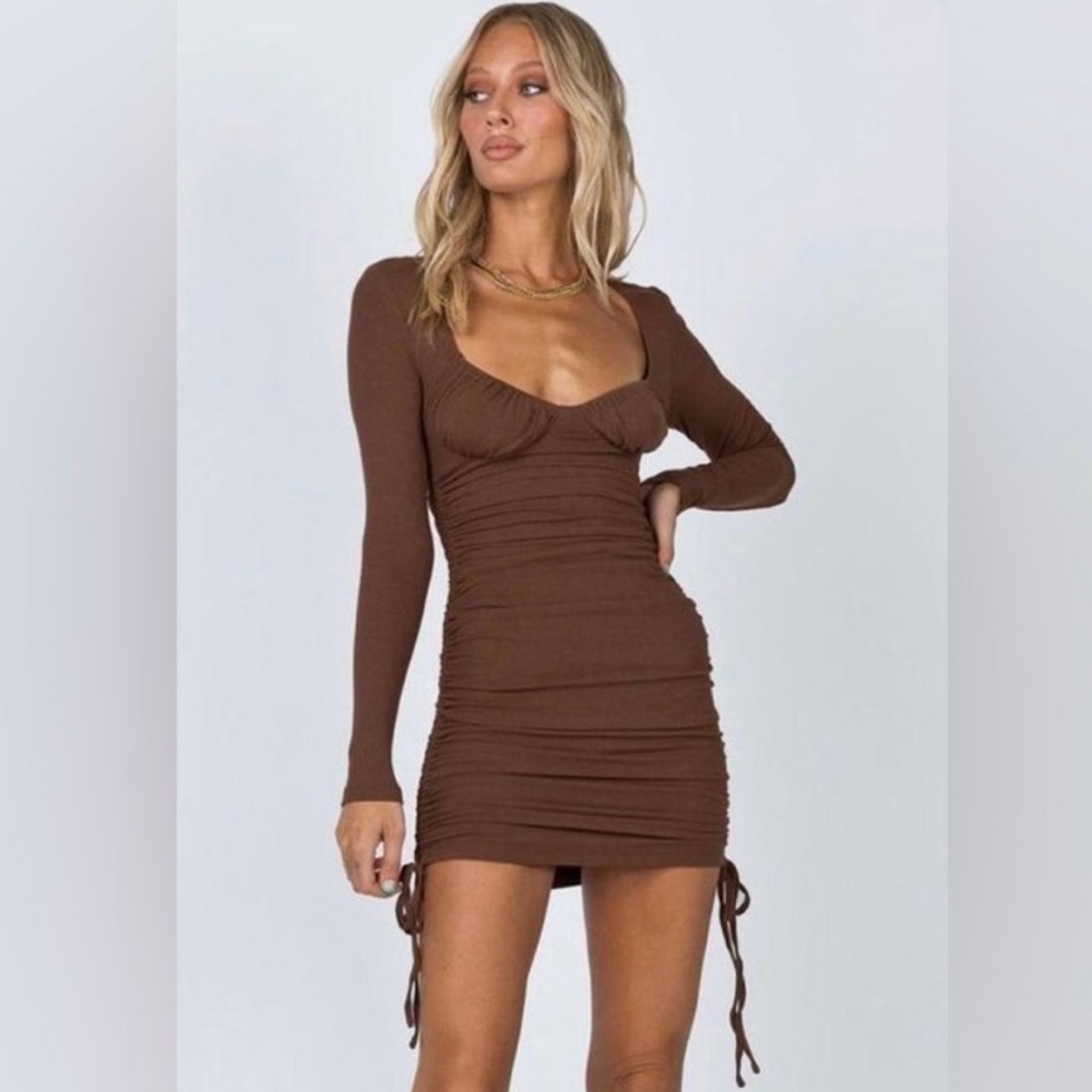 Brown Long Sleeve Dress